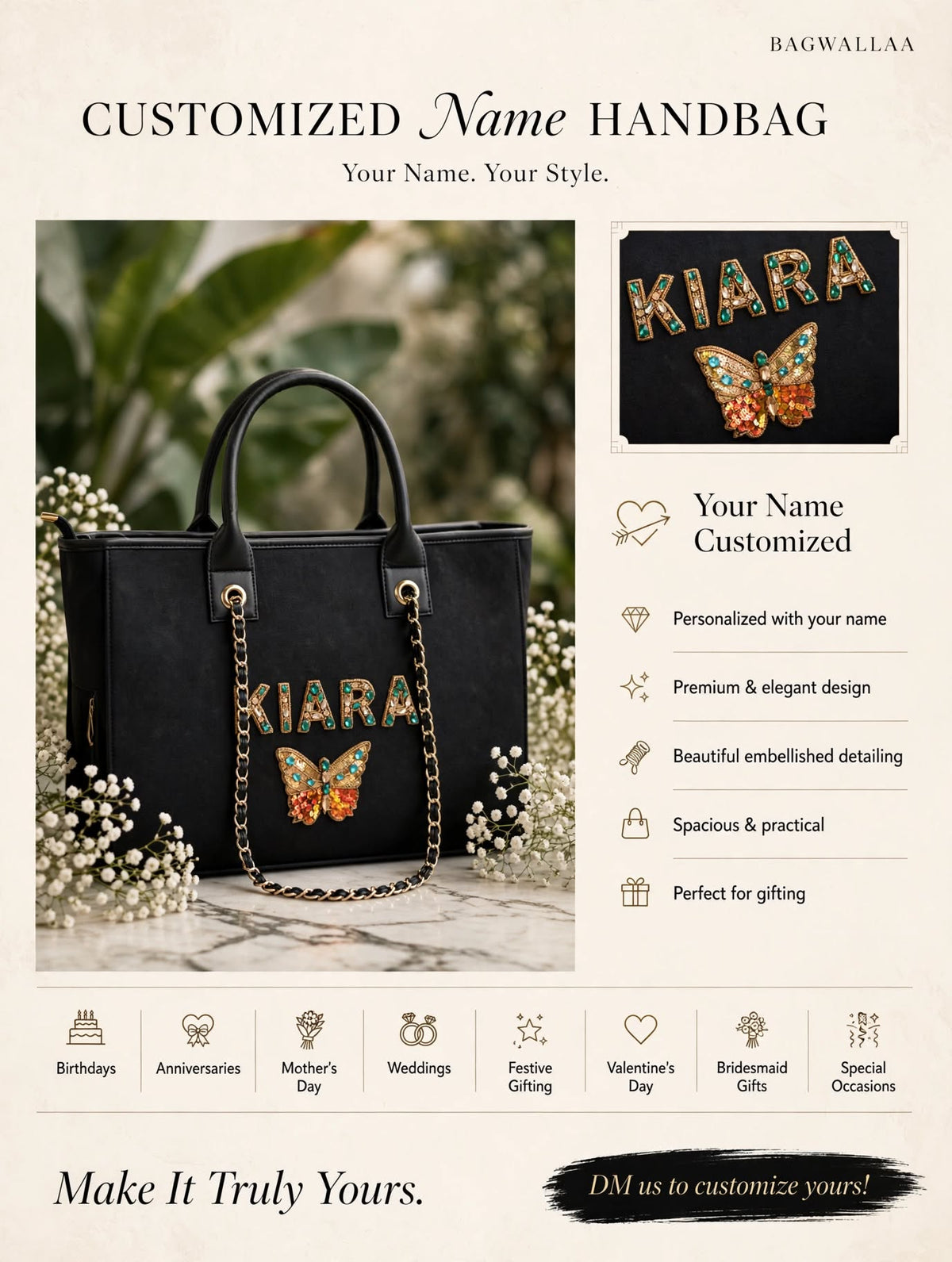 BAGWALLAA Mother Tote Bag - Customized Name Mommy Bag | Personalized Baby Bag for Moms