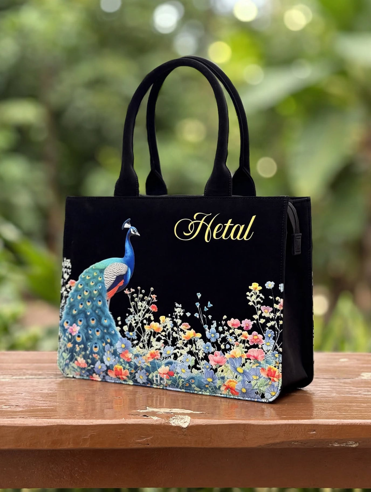 Personalized Peacock Garden Tote Bag