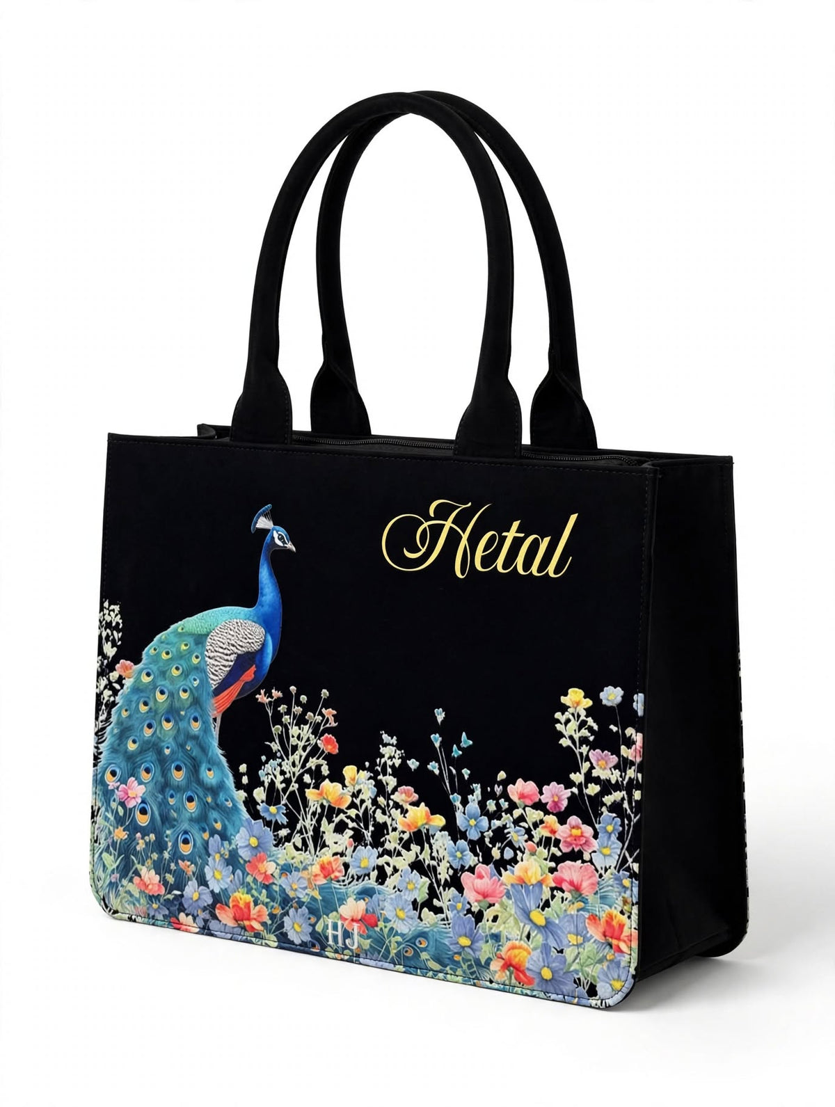 Personalized Peacock Garden Tote Bag