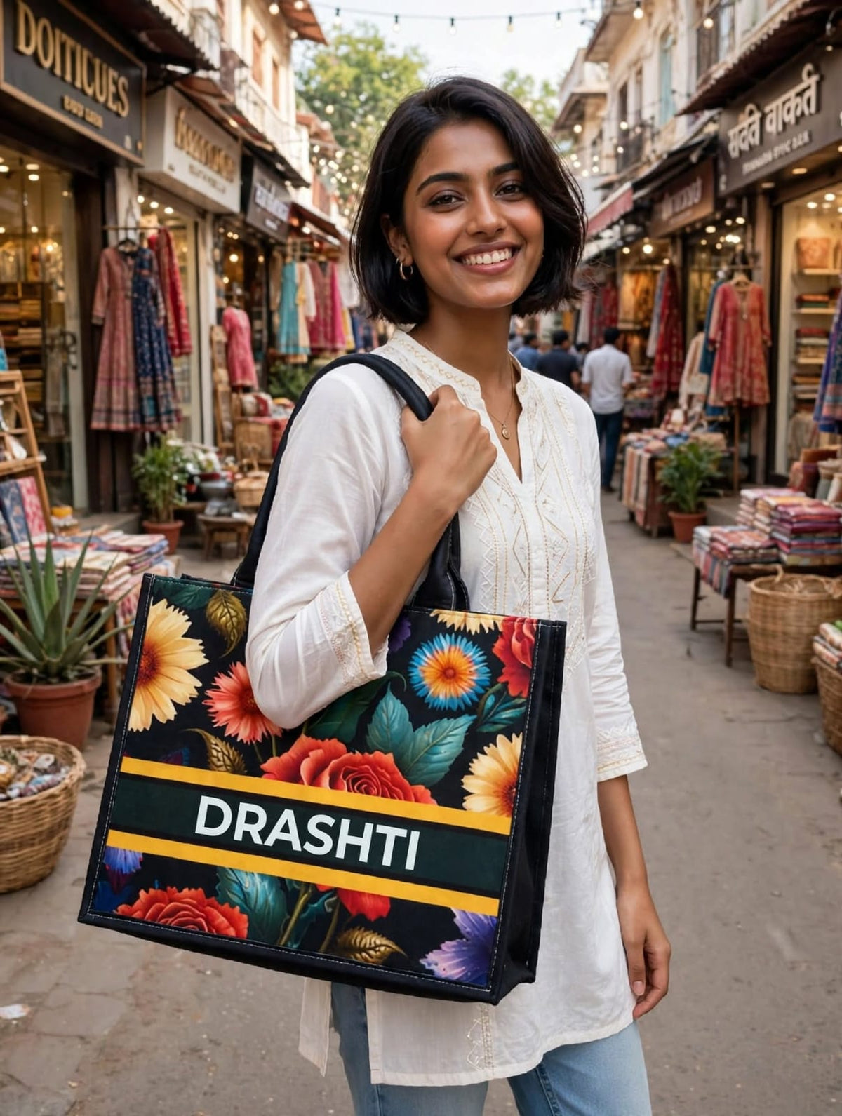 Personalized Digital Printed Cotton Tote Bag – Custom Name Gift Bag 2.0