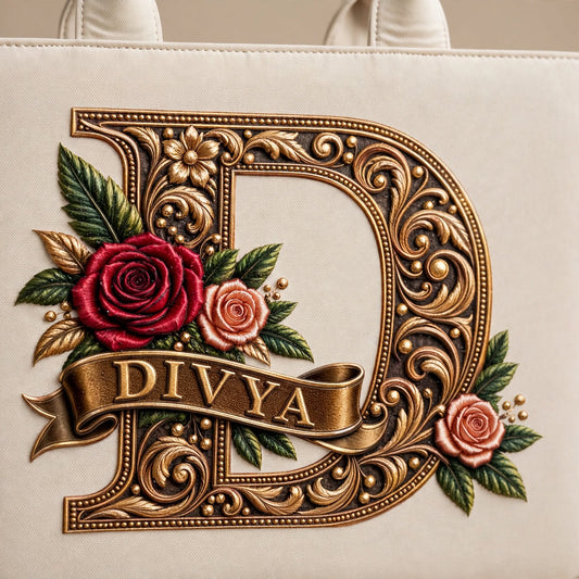 BAGWALLAA Personalized Tote Bag - DIVYA White | Premium PU Leather Tote with 3D Emboss Print